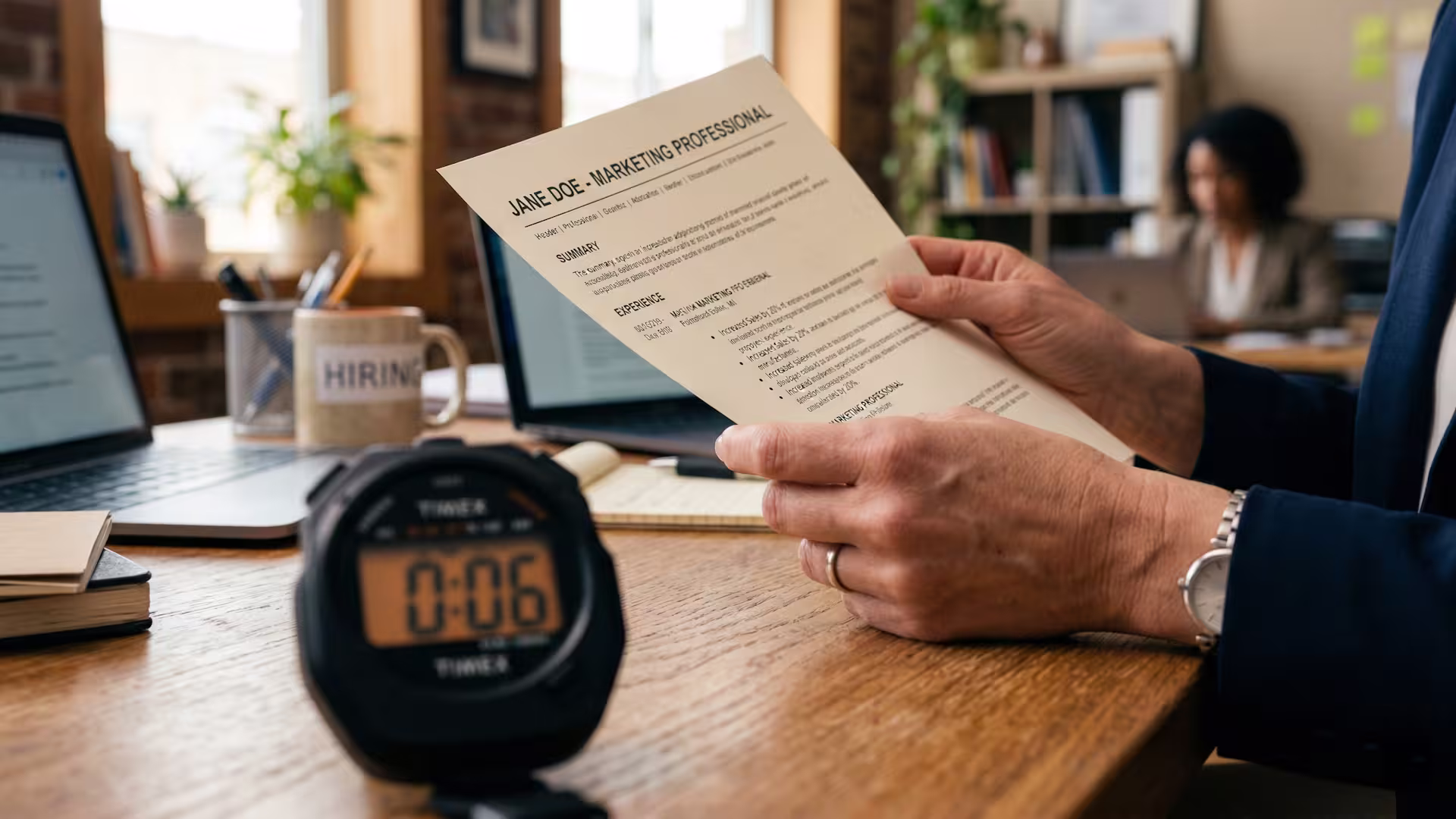 Рекрутер просматривает резюме